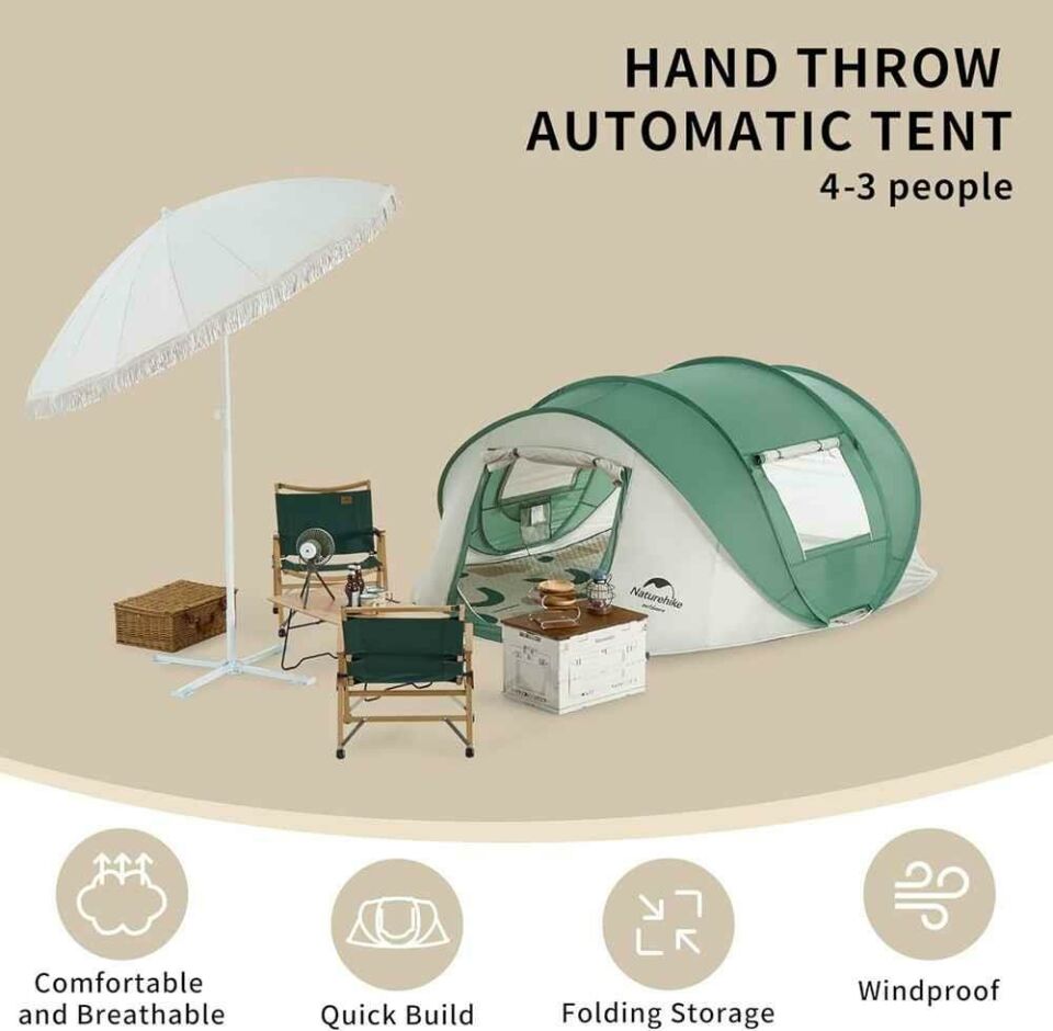 Naturehike 3-4 Kişilik Pop-Up Otomatik Kurulum Kamp Çadırı