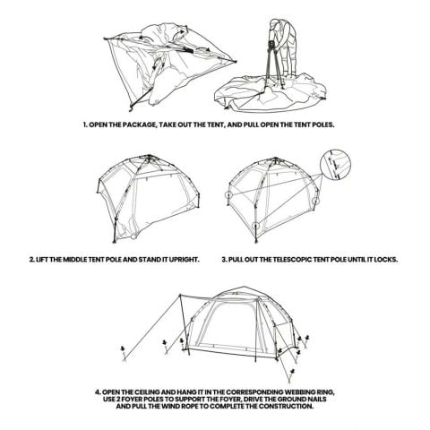 Naturehike Ango ES60 Gölgelikli Otomatik Kurulum Kamp Çadırı