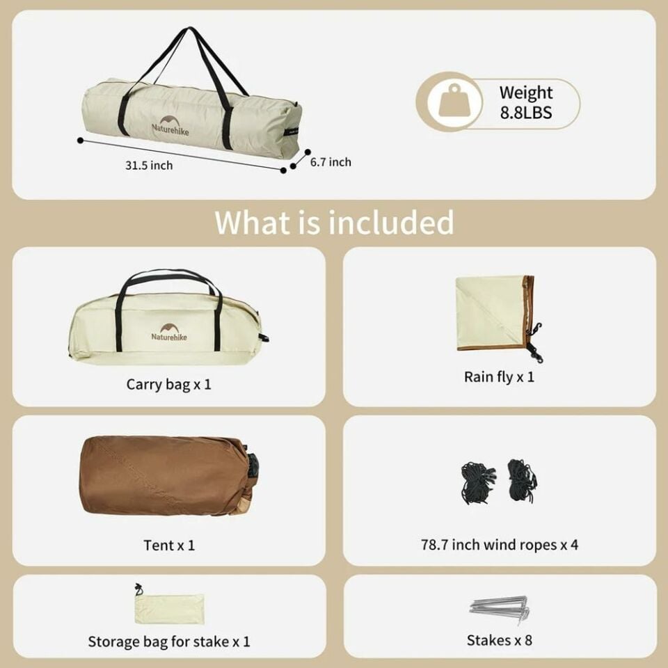 Naturehike Ango Picnic Otomatik Kurulum 3 Kişilik Çadır