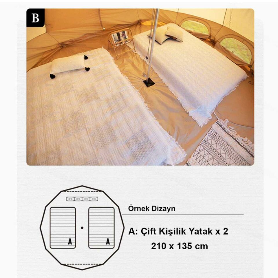 Naturehike Brighten 12.3 Lüks Piramit Pamuk Glamping Çadırı