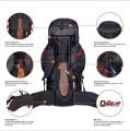QuickUP Hiking Sırt Çantası 65 Litre - SİYAH