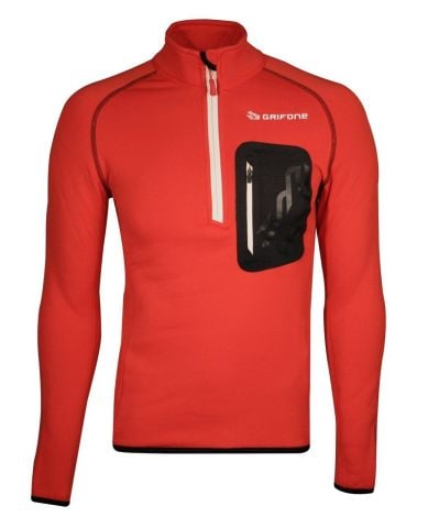 Grifone Murray Yarım Fermuarlı Polar Kırmızı-Siyah - XXL