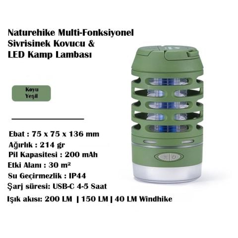 Naturehike Multi-Fonksiyonel Sivrisinek Kovucu ve Led Kamp Lambası