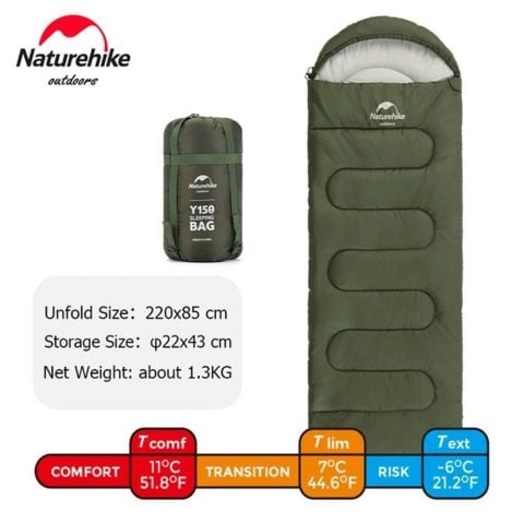 Naturehike Y150L Kapüşonlu Pamuklu Uyku Tulumu -6°C
