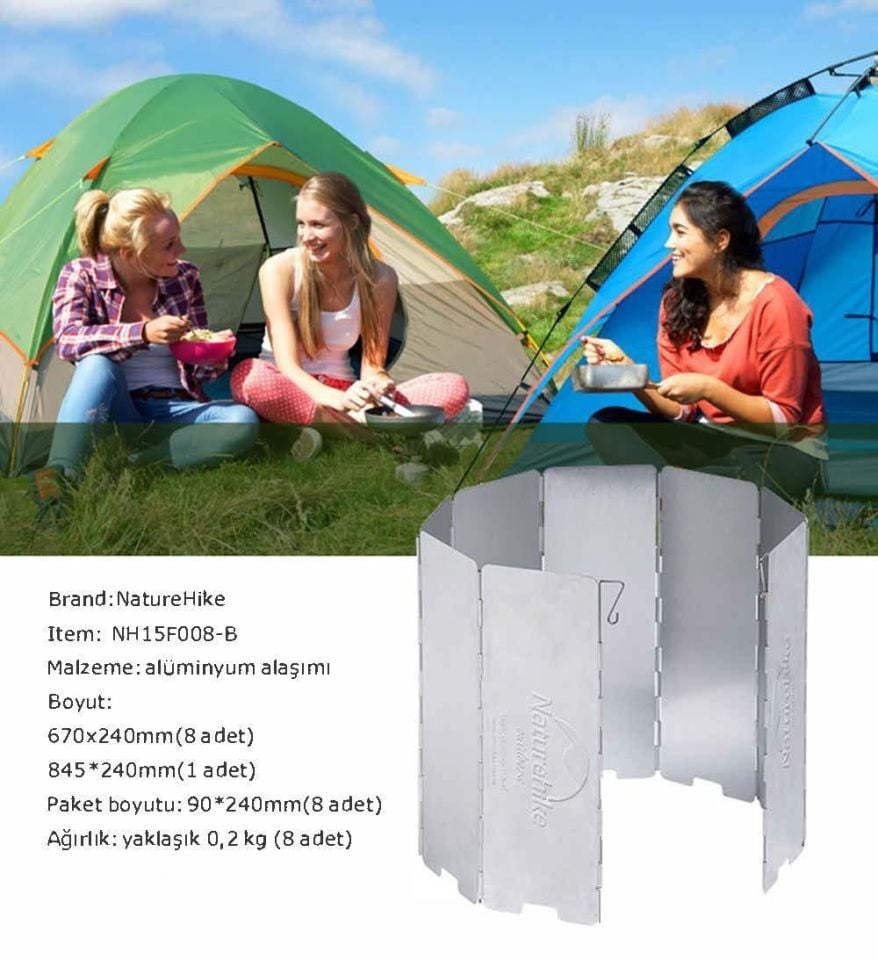 Naturehike Katlanır Rüzgar Kesici Aparat | 8 Parça |