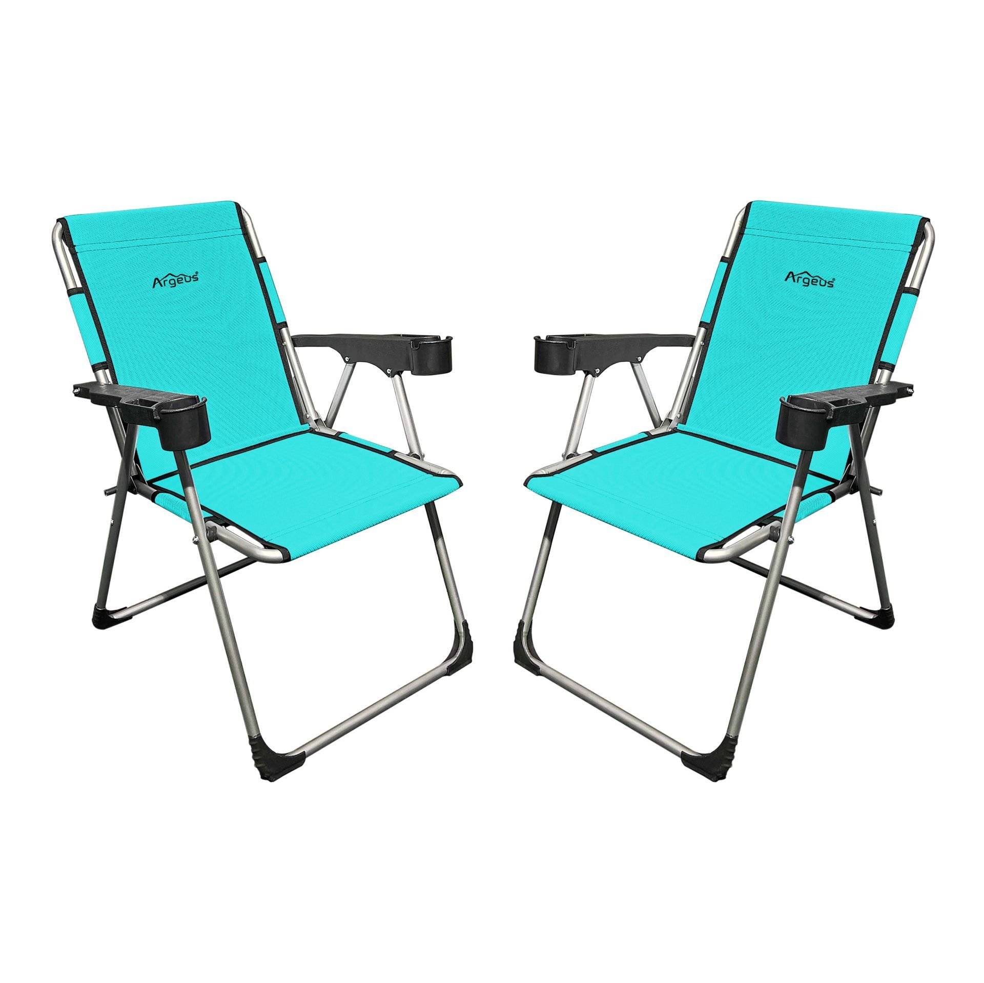 Argeus Rock 2'li Bardaklı Katlanabilir Kamp Sandalyesi Seti - Deniz Mavi (A-05)