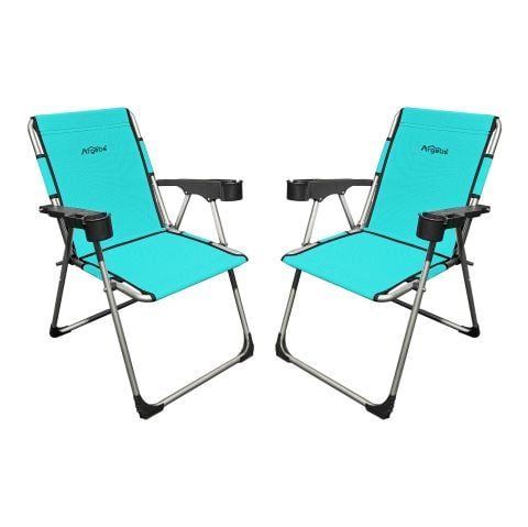 Argeus Rock 2'li Bardaklı Katlanabilir Kamp Sandalyesi Seti - Deniz Mavi (A-05)