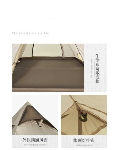 Naturehike Glamping 4 Kişilik Çift Katmanlı Pramid Çadır