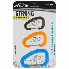 Evolite Strong 3'lü Karabina Seti - Mavi/Turuncu/Yeşil