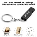 Argeus Anahtarlıklı Alüminyum Acil Durum Düdüğü Siyah - Görsel 2