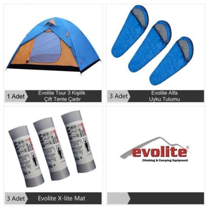 erkamp-outdoor-Evolite 3 Kişilik Tour Kamp Seti