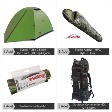 erkamp-outdoor-Evolite Camo Tek Kişilik Kamp Seti